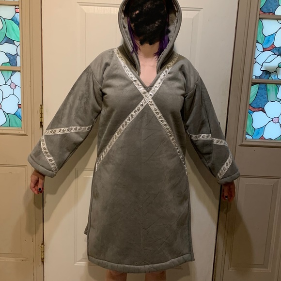 Handmade Renaissance Long Hooded Jerkin Coat - Picture 6 of 7
